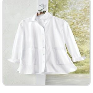Coldwater Creek Free Spirit Poplin White Tunic button up shirt sz 2X